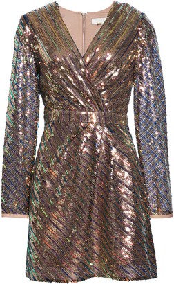 Ted Baker Pipii Sequin Long Sleeve Faux Wrap Cocktail Dress