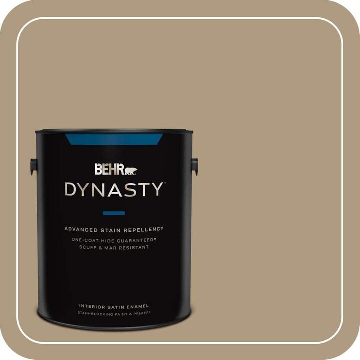 BEHR DYNASTY 1 gal. #MQ2-24 Golden Olive One-Coat Hide Satin Enamel Interior Stain-Blocking Paint & Primer