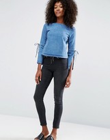 Thumbnail for your product : ASOS Denim Top with Split Sleeves and Let Down Hem