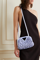 Thumbnail for your product : Bottega Veneta Point Small Leather-trimmed Shell-embellished Crocheted Tote - Purple