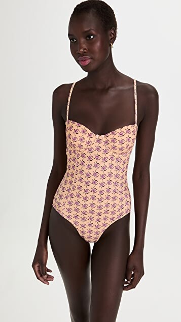 Printed Underwire One Piece Swimsuit