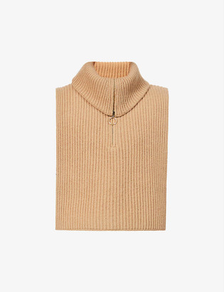 Sandro Raven zipped-neck wool and cashmere-blend top