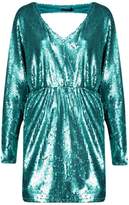 Thumbnail for your product : boohoo Boutique Sorinne Sequin Batwing V Neck Dress