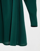Thumbnail for your product : ASOS Petite DESIGN Petite textured ruched sweetheart mini skater dress in forest green