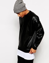 Thumbnail for your product : ASOS Oversized Sweatshirt In Leather Look