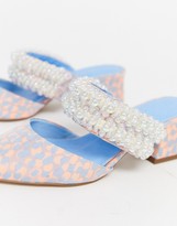 Thumbnail for your product : ASOS DESIGN Wide Fit Wings embellished block heeled mules in multi
