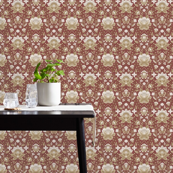 Dunelm Mirrored Floral Russet Wallpaper Brown/Cream ShopStyle Decor