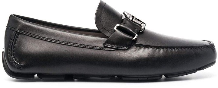 GG-plaque Leather Loafers Mens MATCHESFASHION Men Shoes Flat Shoes Loafers Black 