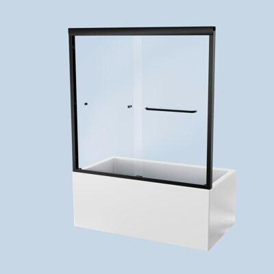 CaneCreations Semi- Bathroom Tub Partition - 6Mm Tempered Glass, , Modern And Elegant Design Door Collision Feature,