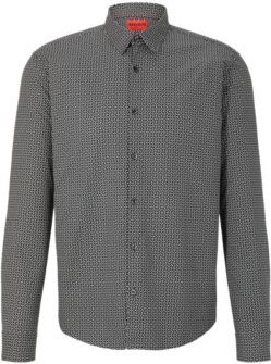 HUGO BOSS Slim-fit shirt in printed stretch-cotton canvas