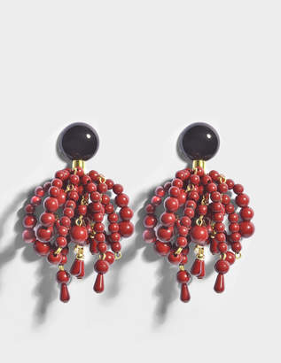 Marni Beads Earrings in Burgundy Resin