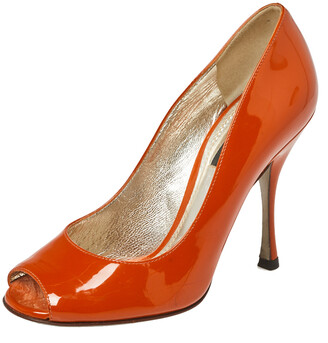 Dolce & Gabbana Burnt Orange Patent Leather Peep Toe Pumps Size 36 -  ShopStyle