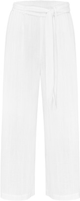 Peony Swimwear Women's Vacation Belted Linen Culottes - White - Moda Operandi