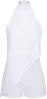 Thumbnail for your product : PrettyLittleThing White Crepe Drape Playsuit