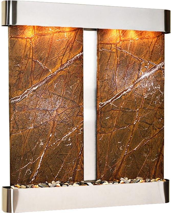 Adagio Cottonwood Falls Round Steel Brown Marble 69"H Wall Fountain