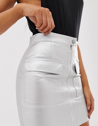 NaaNaa metallic mini utility skirt
