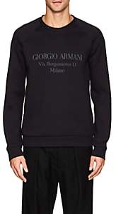 Giorgio Armani Men's Logo Cotton-Blend Neoprene Sweatshirt-Navy