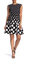 Thumbnail for your product : London Times Dot Print Fit & Flare Dress