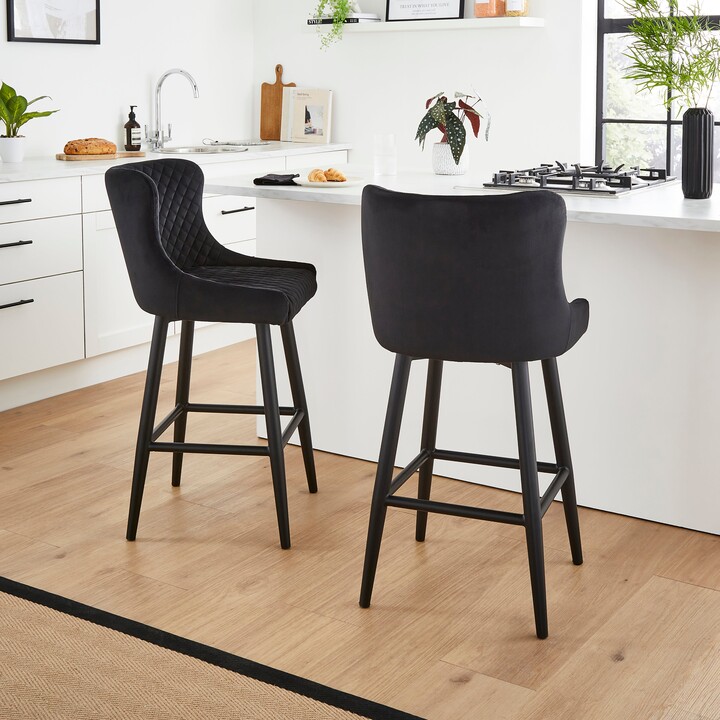 Dunelm Montreal Counter Height Bar Stool, Velvet Black ShopStyle