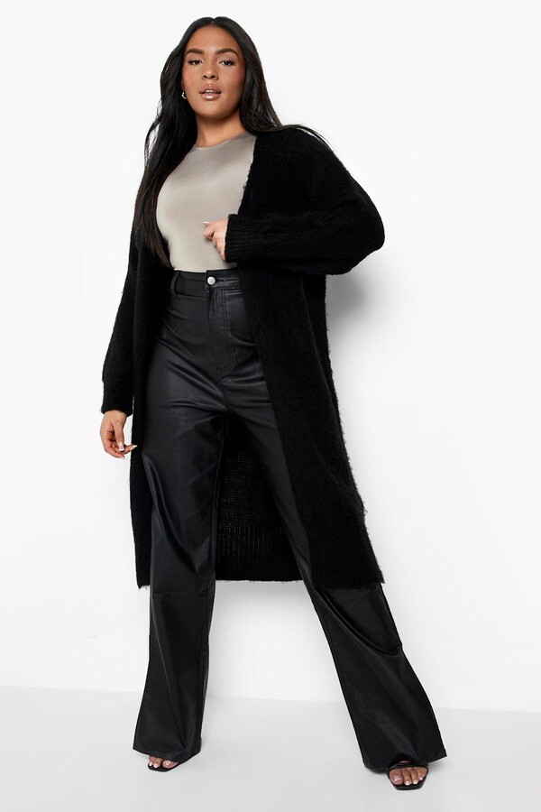 very long black cardigan