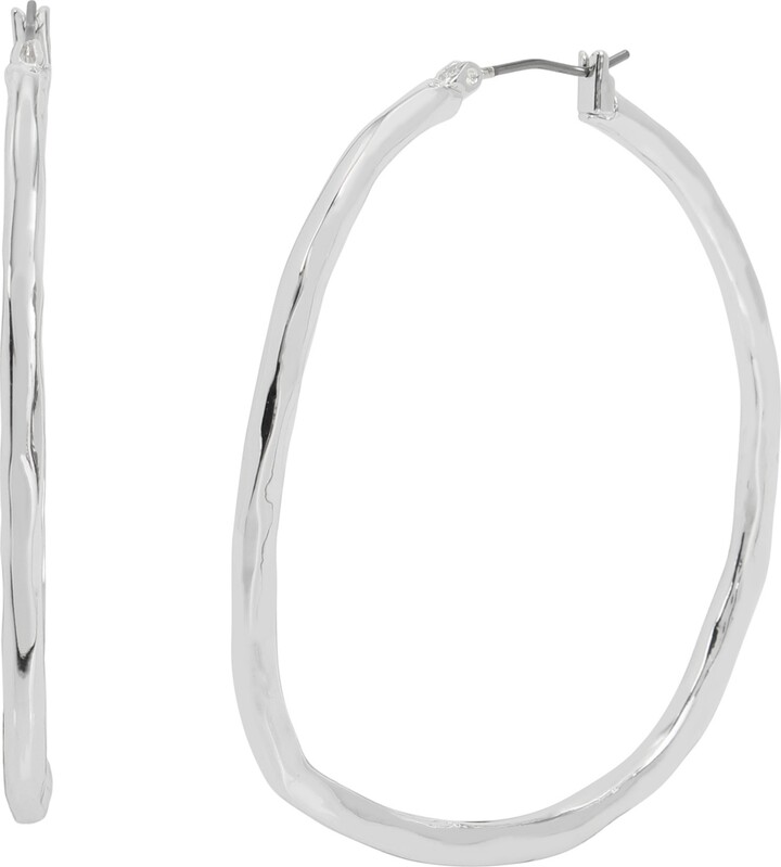 Robert Lee Morris Soho Silver Sculpted Hoop Earrings
