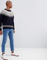 Thumbnail for your product : ASOS Design Fairisle Wool Mix Jumper In Navy