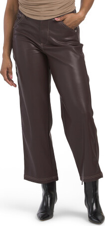 TJMAXX Faux Leather Baxter Carpenter Pocket Pants For Women, Polyester/Leather