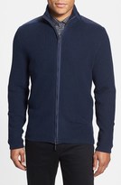 Thumbnail for your product : Kenneth Cole New York Full Zip Rib Knit Sweater with Nylon Trim