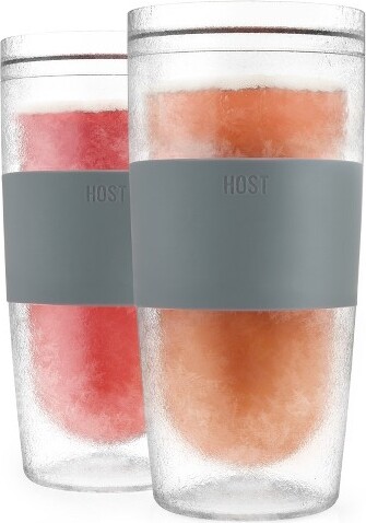 Host Straw And Lid Plastic Double Wall Insulated Freezable Drink Chilling  Tumbler Glasses, 16 Oz, Grey : Target