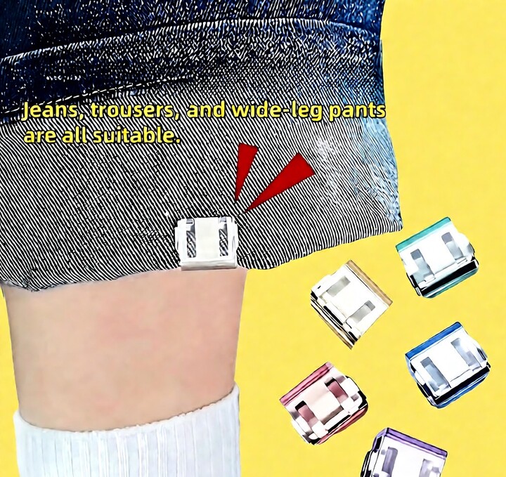 NONE 2/4/6/Pcs Invisible Leg Shortening Clip, Non-Slip Pants Edge Clip, Used For Anti-Drag Pants Hem Fixing Device, Seam-Free Hidden