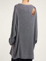 Thumbnail for your product : Raf Simons Cut-out Metallic Ribbed-knit Sweater - Womens - Silver