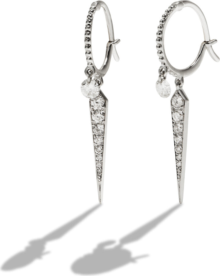 Raphaele Canot Set Free Diamond Spike White Gold Hoop Earrings