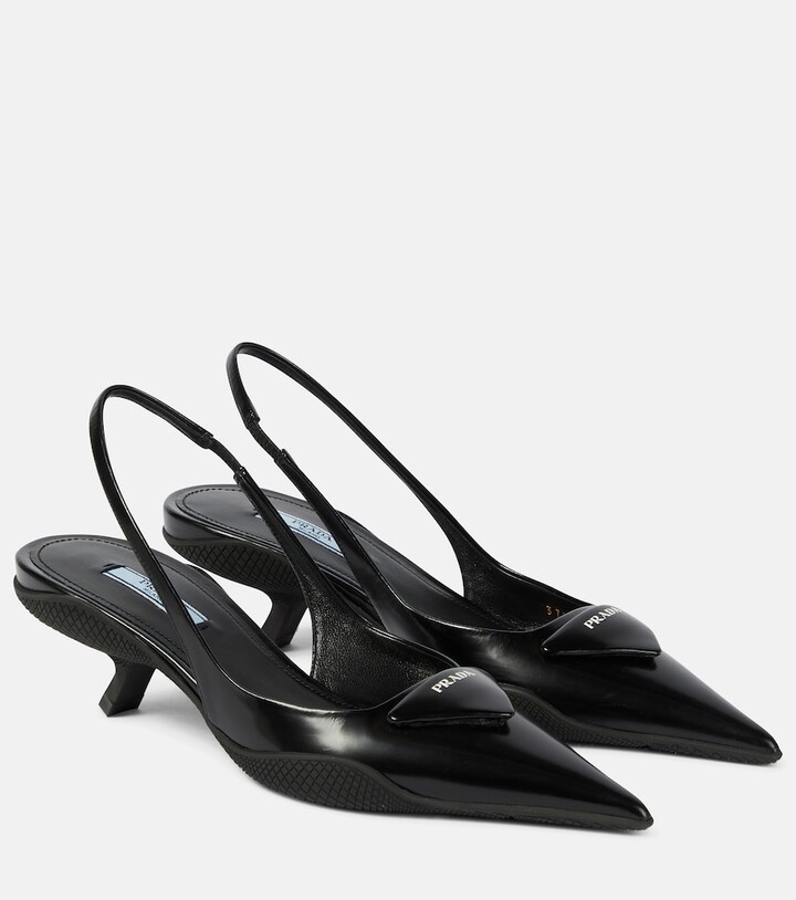 black heeled slingbacks