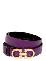 Thumbnail for your product : Ferragamo 25mm Saffiano Leather Reversible Belt