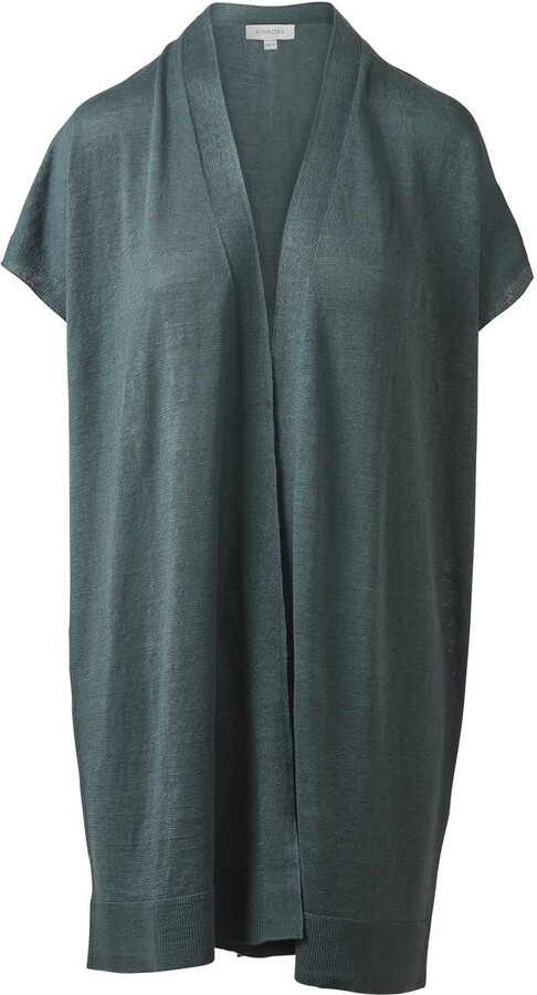 Kinross Long Sleeveless Cardigan In Laurel