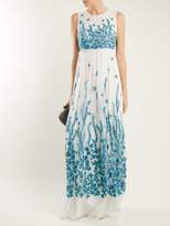 Thumbnail for your product : Andrew Gn Floral Embroidered Tulle Gown - Womens - Blue White