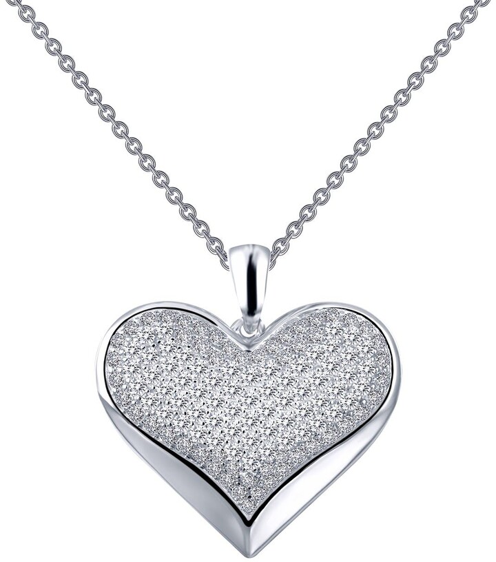 TrioStar 18k White Gold Plated 925 Silver O Initial Simulated Diamond Filigree Heart Pendant & Necklace for Womens 