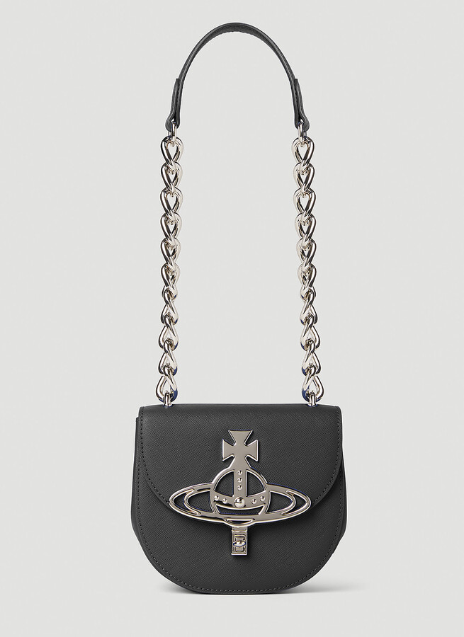 Vivienne Westwood Saffiano Leather Saddle Bag In Black