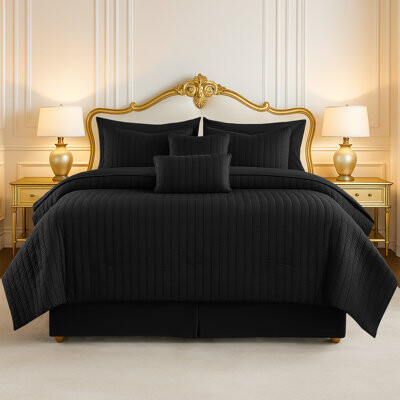 LuxDecorCollection 10 Pcs MF Comforter Set Bed in a Bag for All Seasons Seersucker Lightweight Comforter Set with Sheets