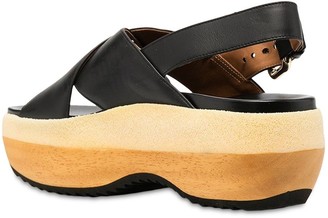 Marni 60mm Raw Wedge Leather Sandals