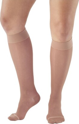 Ames Walker AW Style 18 Women's Wide Sheer Support 20-30 mmHg Compression Knee Highs Lt Nude X Large Wide