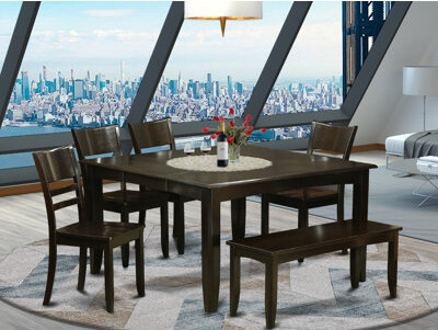 Teressa 6 - Piece Butterfly Leaf Rubberwood Solid Wood Dining Set
