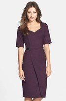Thumbnail for your product : Marc New York 1609 Marc New York by Andrew Marc Wrap Detail Tweed Midi Sheath Dress