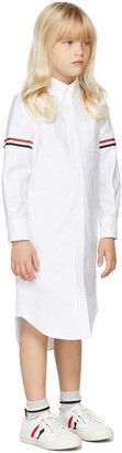 Thom Browne Kids White Oxford Armband Knee-Length Shirt Dress