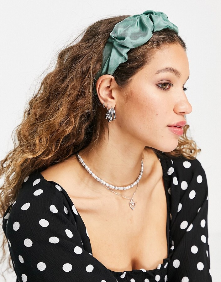 Topshop ruched wide headband in green - ShopStyle Hair Accessories