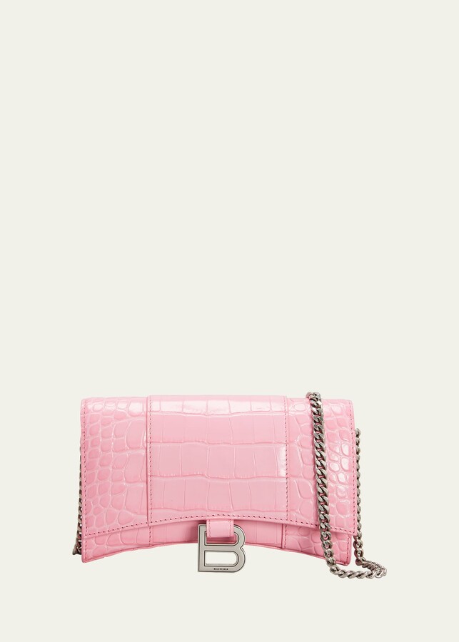 Balenciaga Hourglass CrocEmbossed Wallet Crossbody Bag ShopStyle