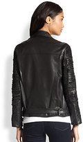 Thumbnail for your product : Haute Hippie Slash-Sleeve Leather Moto Jacket