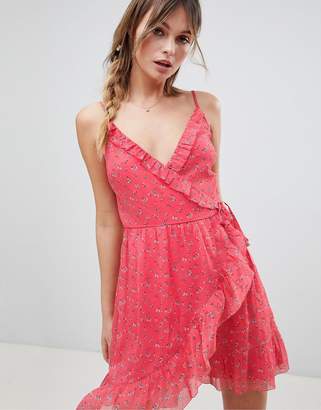 Abercrombie & Fitch Floral Wrap Dress With Frill Detail