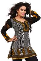 Thumbnail for your product : Maple Clothing India Long Tunic Top Kurti Womens Printed Indian Apparel (Black, S)