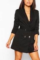Thumbnail for your product : boohoo Petite Belted Ruched Blazer Dress